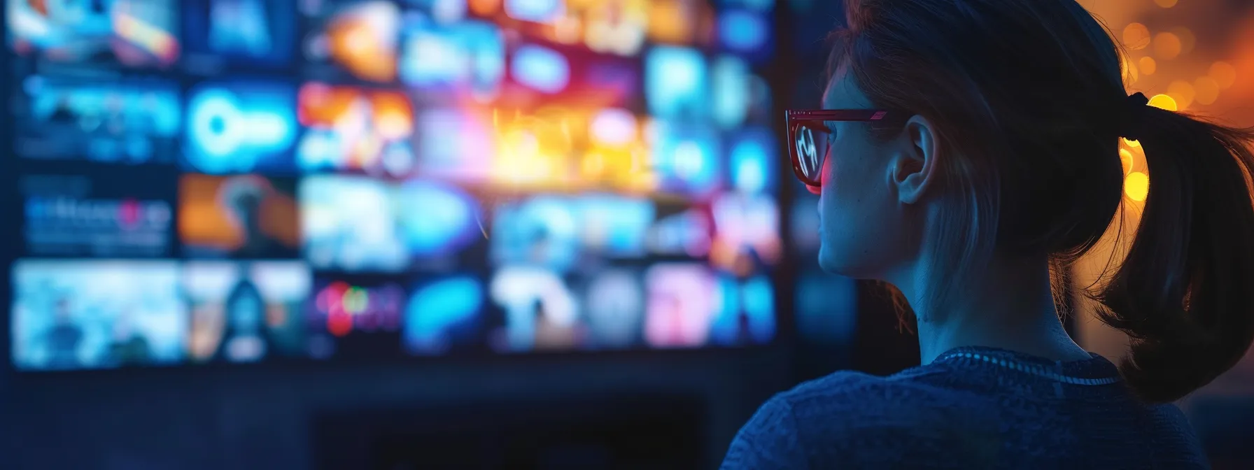 a person scrolling through a sleek, user-friendly interface on a smart tv displaying the streamcobra content library.