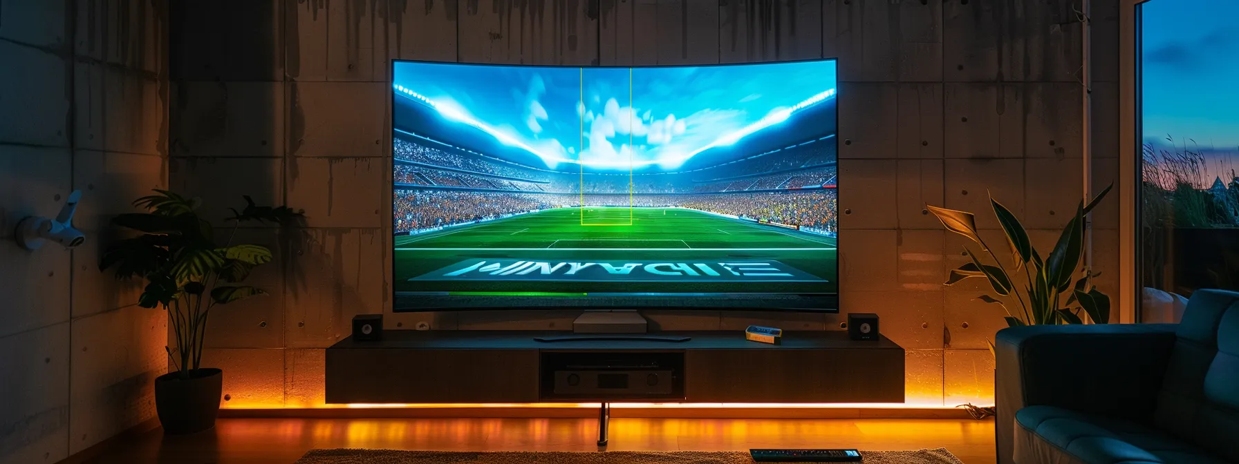 a high-definition television screen displaying a crystal clear 4k ultra hd sports broadcast with no buffering, showcasing impressive streaming reliability and video quality assessment.