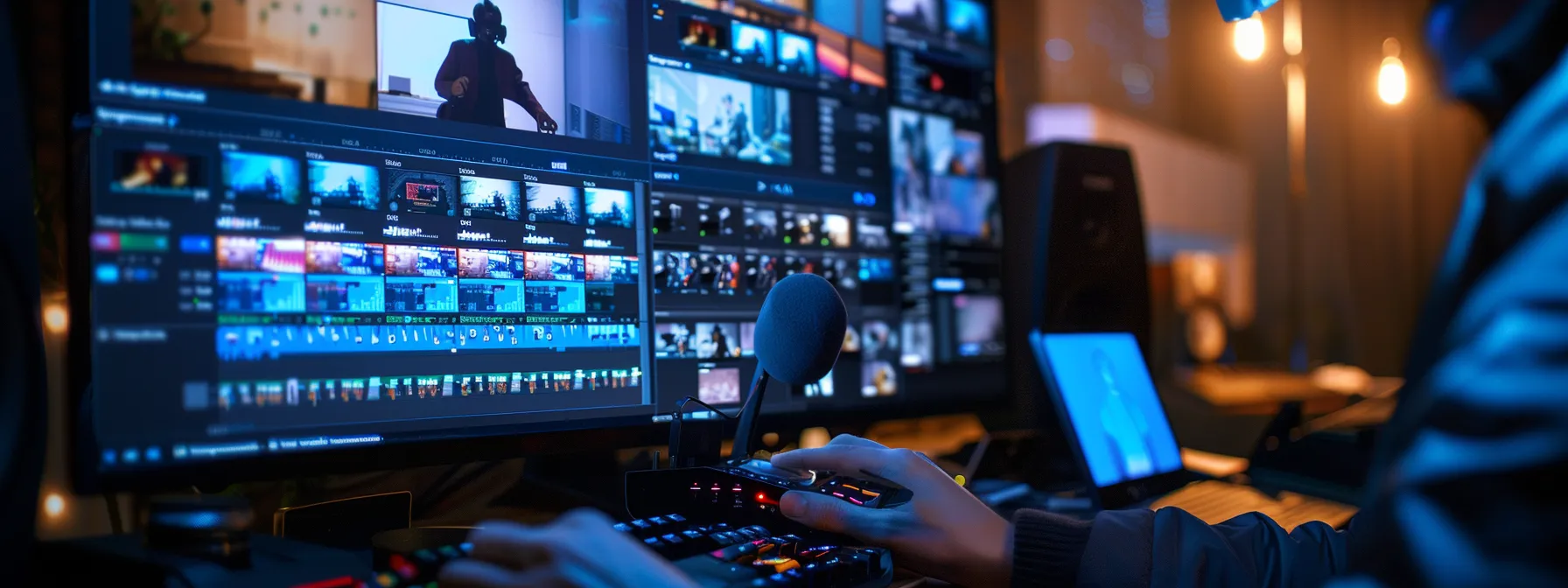 a person setting up a secure iptv streaming system with streamcobra and xtreme hd iptv on a sleek, modern tv screen.