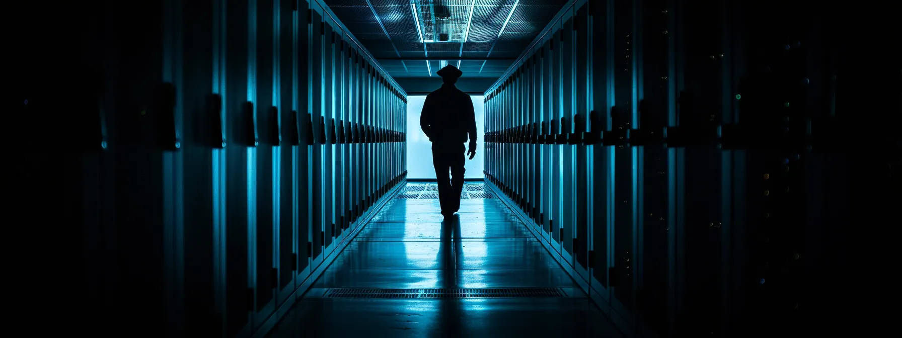 a shadowy figure sneaking up on a streaming service's server, representing the importance of iptv security.